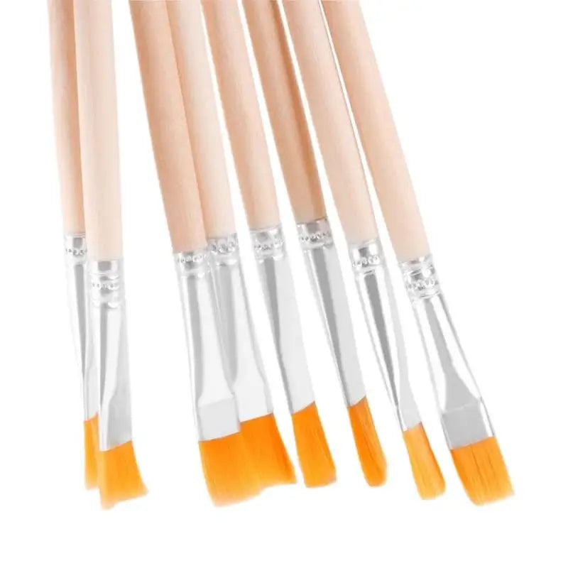 20 50 Wood Handle Painting Brushes Art Round Flat Hair Nylon Paint Qme