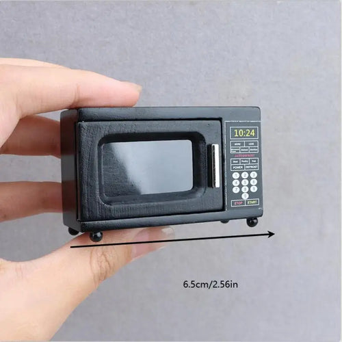 1 12 Doll House Accessories Dollhouse Miniature Black Microwave Oven Qme