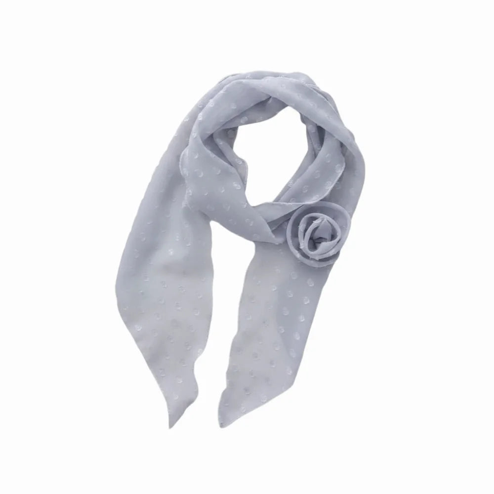 Bow Ties Polka Dots Scarf Thin Cravat Flower Long Silk Scarf Hair Band Narrow Long Ribbon Scarves Qme Purple