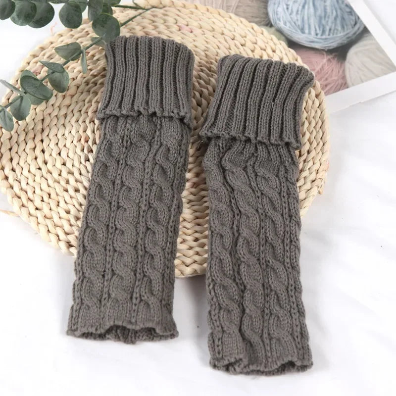 Sweet Children Leg Warmers Lolitas Twist Knitted Socks Korean Baby Qme Dark Grey 38cm or 14.96inch