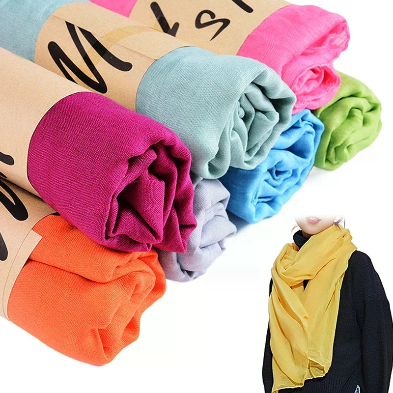 Women Native Windproof Scarf Shawls Wraps Solid Cotton Warm Scarves Qme