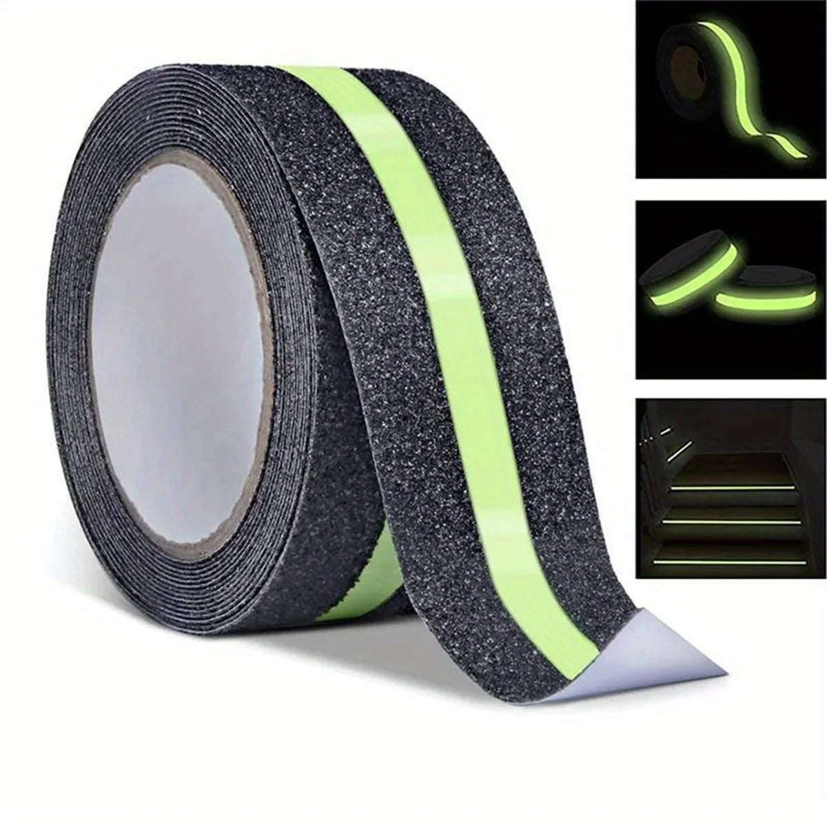 Anti Slip Traction Tape Glow in Dark Green Stripe Friction Abrasive Adhesive Non Skid Tape For Stair Tread Step Indoor Outdoor Qme