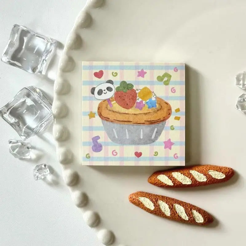Cute Cartoon Food Series Memo Sticker Message Paper DIY Non Sticky Qme A2