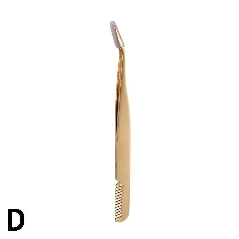 Eyelash Tweezers Steel Eyelash Extension Tweezer with Comb False Lash Application Tool for Girls Women Beginner Makeup Qme gold China