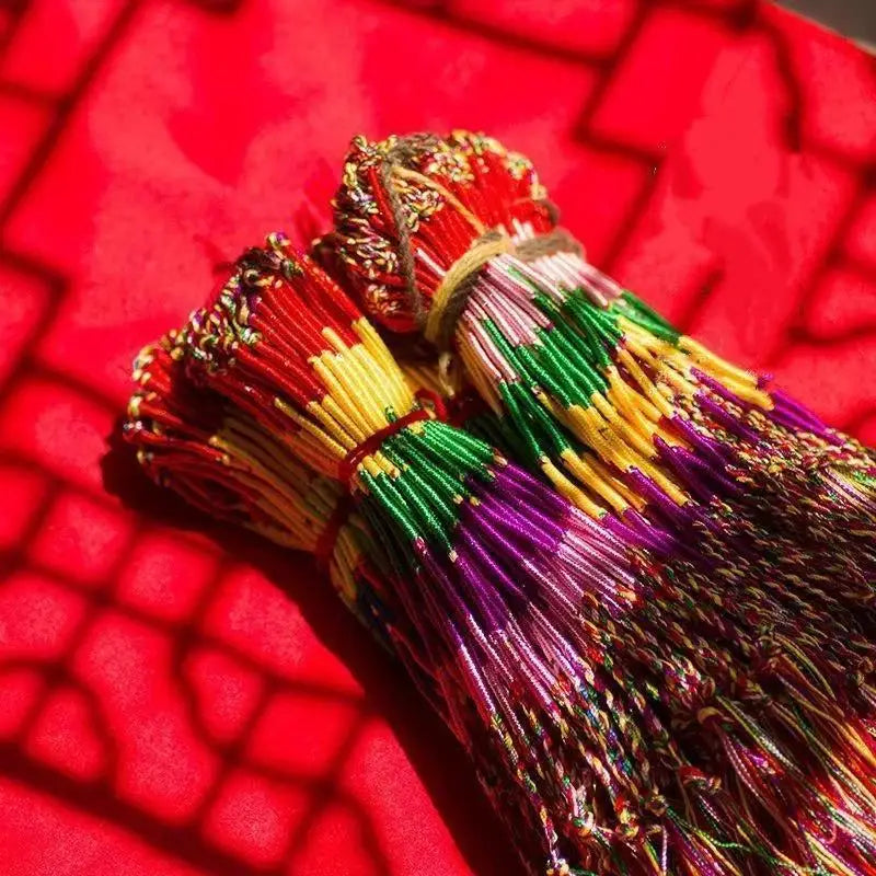 Multicolor Bracelets Rope Rainbow Mix Braid Tassel Bracelet Women Men Qme