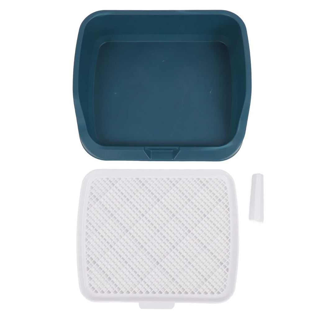 Dog Training Toilet Dog Potty Tray Portable Multifunctional Pet Mesh Puppy Training Pad Holder with Splash Wall for Small Animal Qme Blue