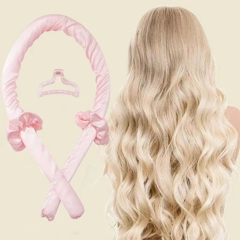 Heatless Curling Rod Headband No Heat Silk Curls Ribbon Hair Rollers Qme