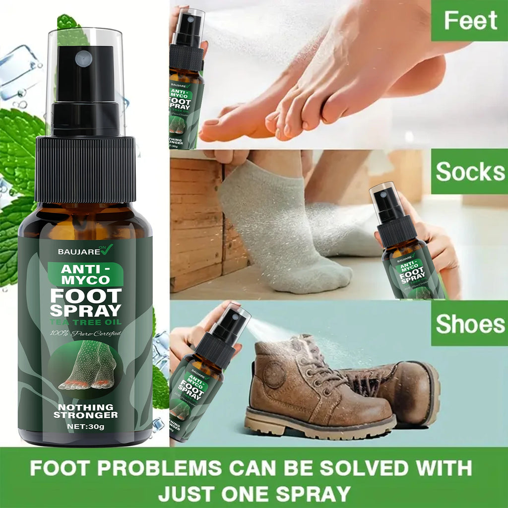 Anti-Myco Foot Spray with Tea Tree Oil - Strongest 100% Flute Certified Formula for Moisturizing, Protecting & Smoothing Skin. Qme