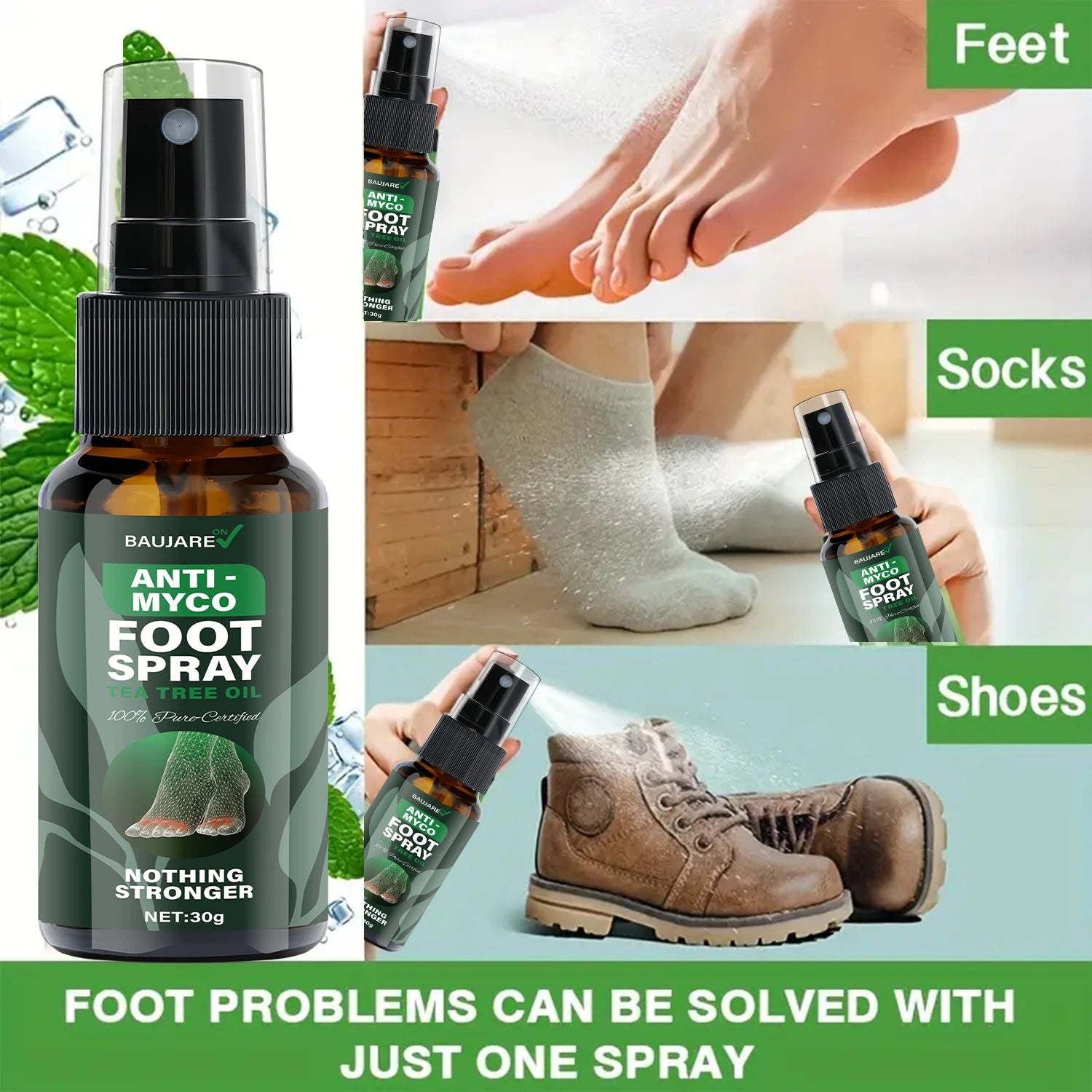 Anti-Myco Foot Spray with Tea Tree Oil - Strongest 100% Flute Certified Formula for Moisturizing, Protecting & Smoothing Skin. Qme