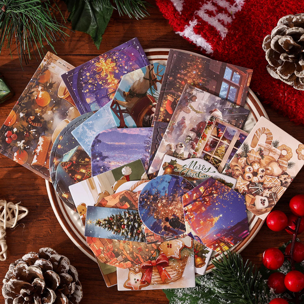 Christmas Stationery Gift Box Stickers+Paper Sheets for Scrapbooking Journal DIY,Planner Collage Diary Decoration Supplies Qme