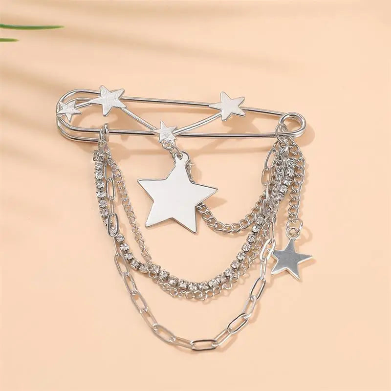 Jewelry Retro Star Love Pearl Chain Tassel Brooches Elegant Women Clothing Decor Accessories Bag Pendant Suit Pins Gift Qme style 5