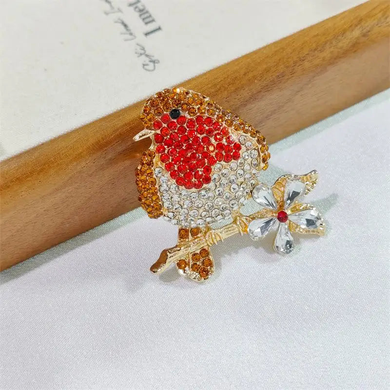 Fashion Luxury Rhinestone Animal Bird Brooches Women Clothing Coat Qme