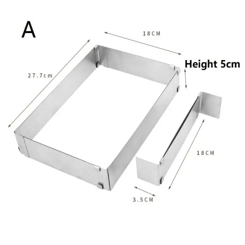 Rectangular Cake Mold Ring Adjustable Stainless Steel Square Mousse Qme A