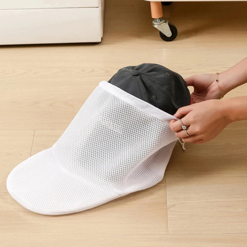 Hat Wash Protector Bag Baseball Cap Cleaner Laundry Bag Anti-deformation Hat Bag Washing Machine Mesh Bag Portable Laundry Bag. Qme