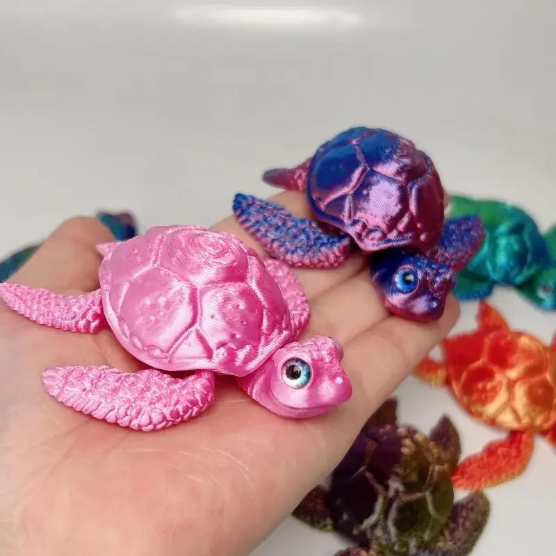 3D Printed Turtle Figurines Movable Joints Collection Desktop Decoration Ornaments Holiday Gifts Qme