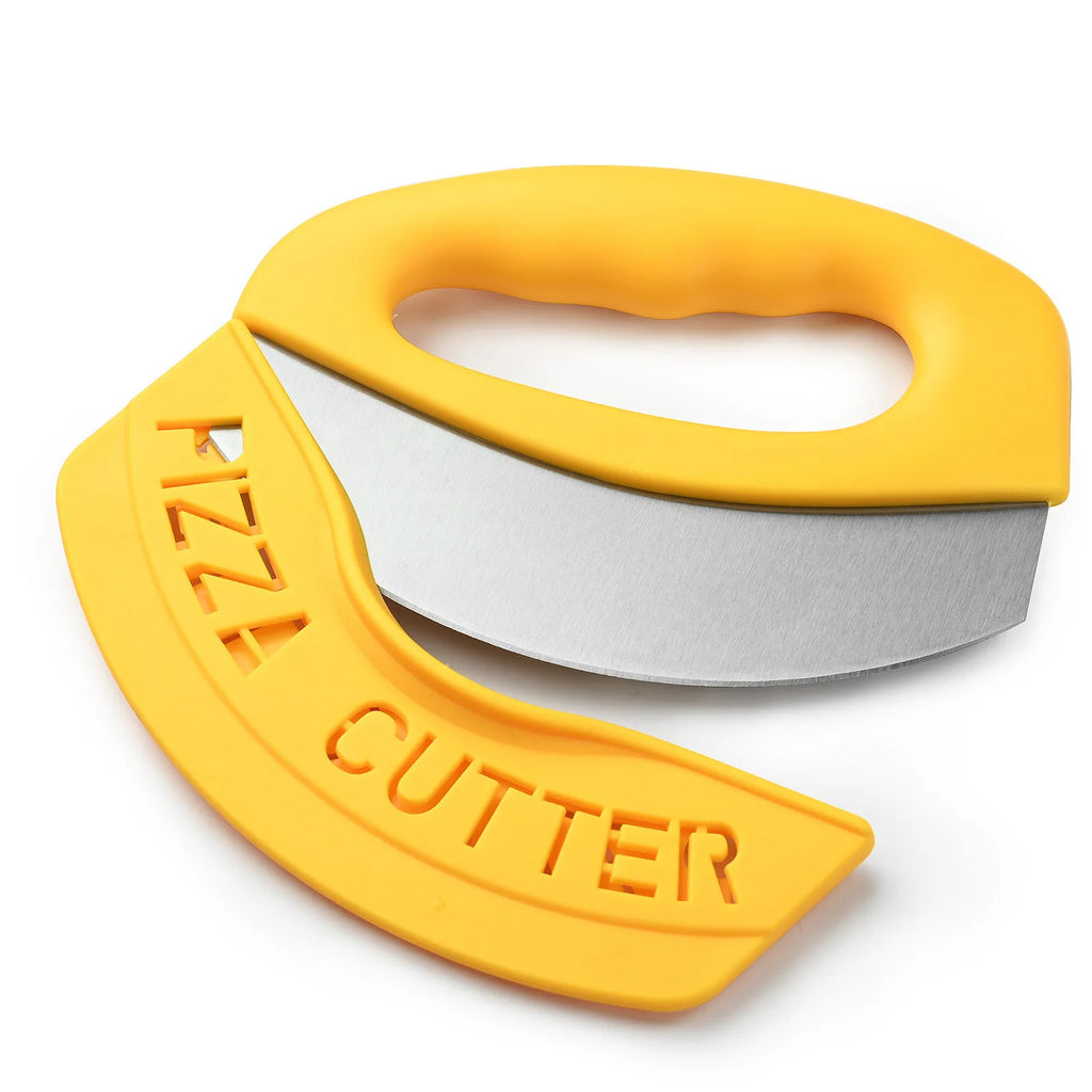 Pizza Cutter with Cover Stainless Steel Pizza Slicing Food Chopper Herb Cheese Knife Cutter Ring for Precise Baking Tools Qme 1pc