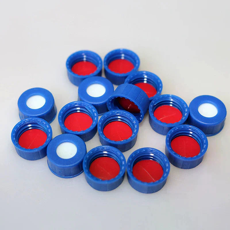 Blue Open-topped Polypropylene Cap Plastic Septa 9 Mm For Chromatography Vial 2 Ml Replacement Qme