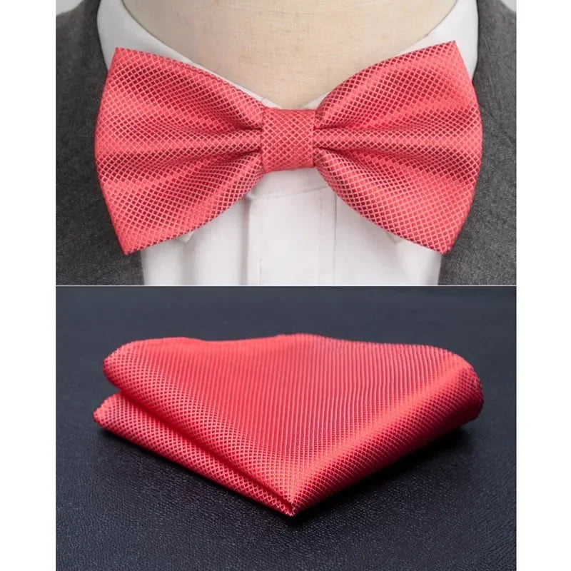 Men Bowtie Cravat Set Solid Fashion Butterfly Party Wedding Bow Ties Girls Formal Dress Tie Mens Bowknot Fashion Accessories Qme Watermelon red