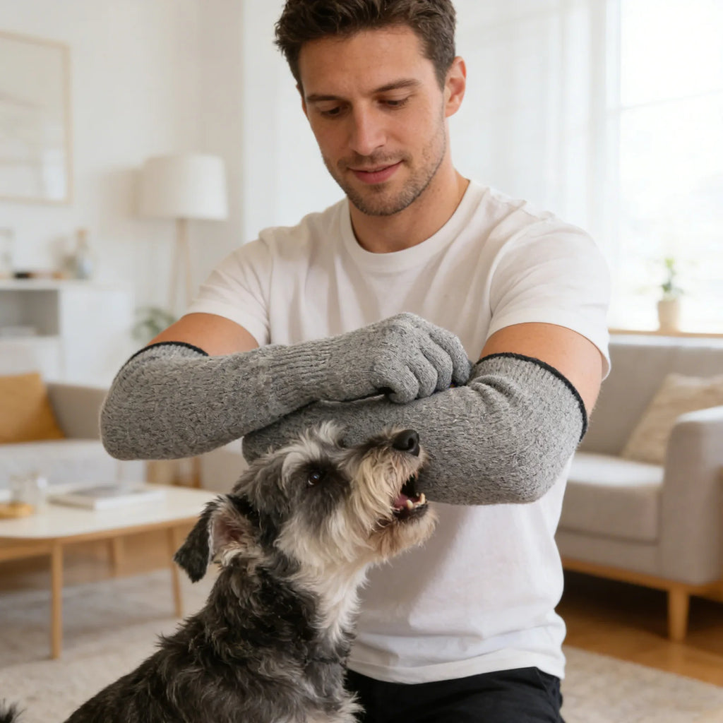 Pet Grooming Gloves Anti Bite Scratch Resistant Comfortable Lining Protective Pet Gloves Pets Training Handling Gloves Qme