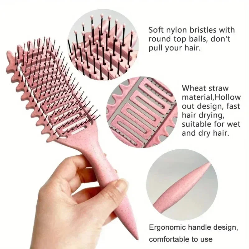 Curl Define Styling Brush Hollow Out Detangling Hair Brush Tangled Wet Curly Hair Comb Shaping Curls Barber Hairdressing Tools Qme