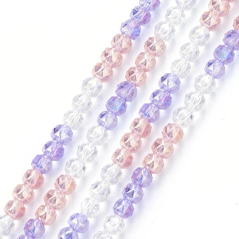 4-8mm Crystal Glass Beads Faceted Jewelry Making Beads Rondelle Spacer Beads for Bracelets Necklace Pendants Making Supplies Qme Color 2 4mm