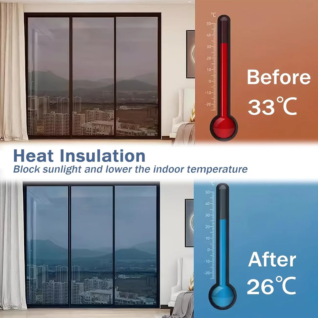 Heat-Insulating One-Way Window Film Protects Privacy During The Day Electrostatic Adsorption Heat Insulation And UV Protection. Qme