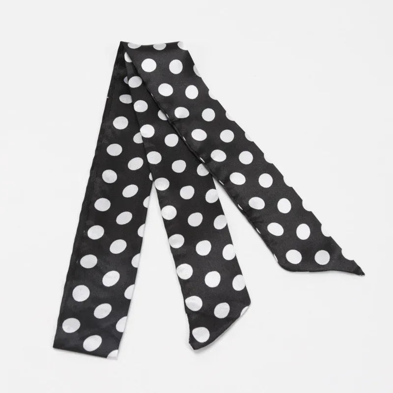 Skinny Scarf Hair Small Women Simple Handle Ribbon Fashion Printing Qme A-26