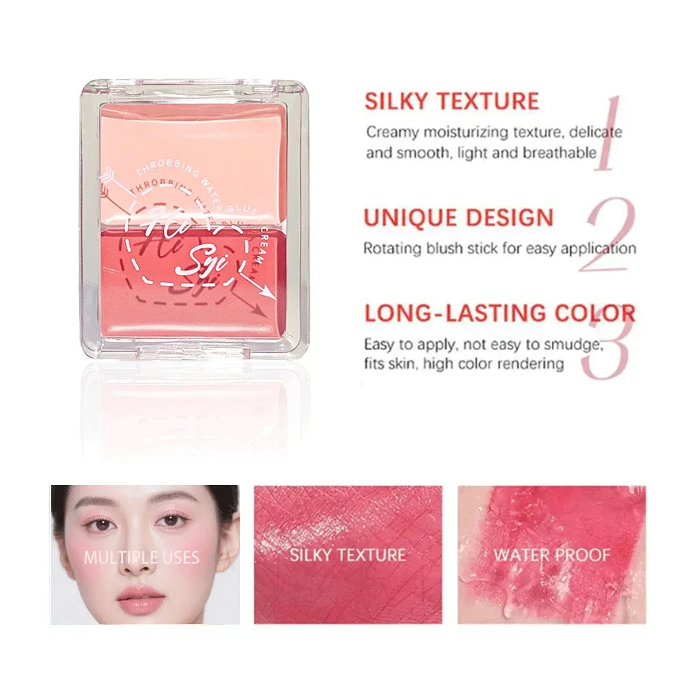 Two-tone Dewy Blush Palette Glow Matte Duo Easy Blend Long-wear Qme