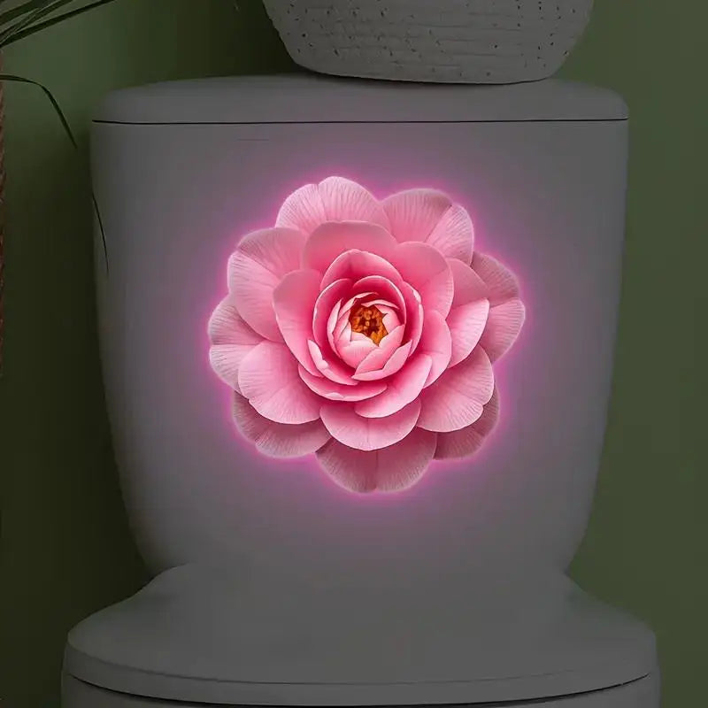 Luminous Toilet Sticker Night Light Lotus Wall Decal Seat Cover Qme