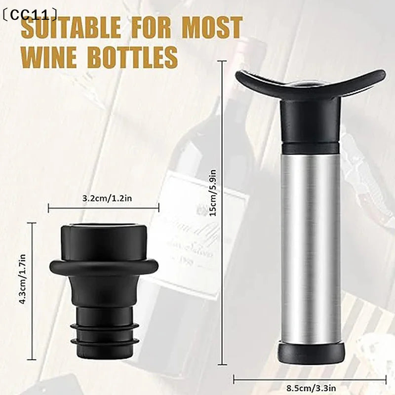 Advanced Wine Stoppers Stainless Steel Manual Vacuum Pump Saver Qme