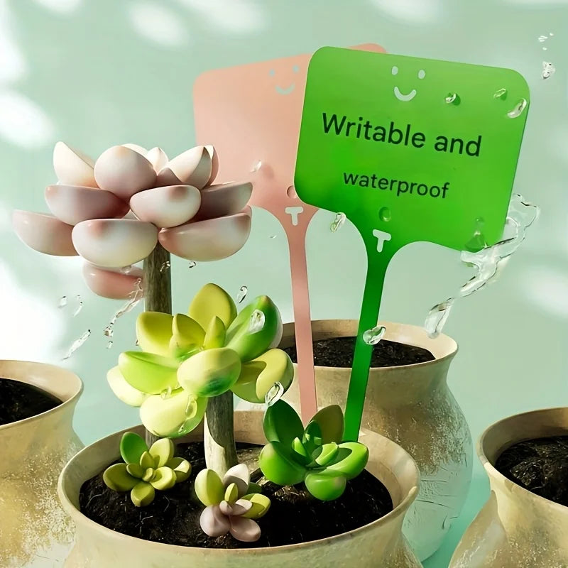 100pcs T-Shaped Colorful Garden Plant Labels, Reusable with Permanent Marker, Durable Plastic Waterproof Seed Name Tags Qme