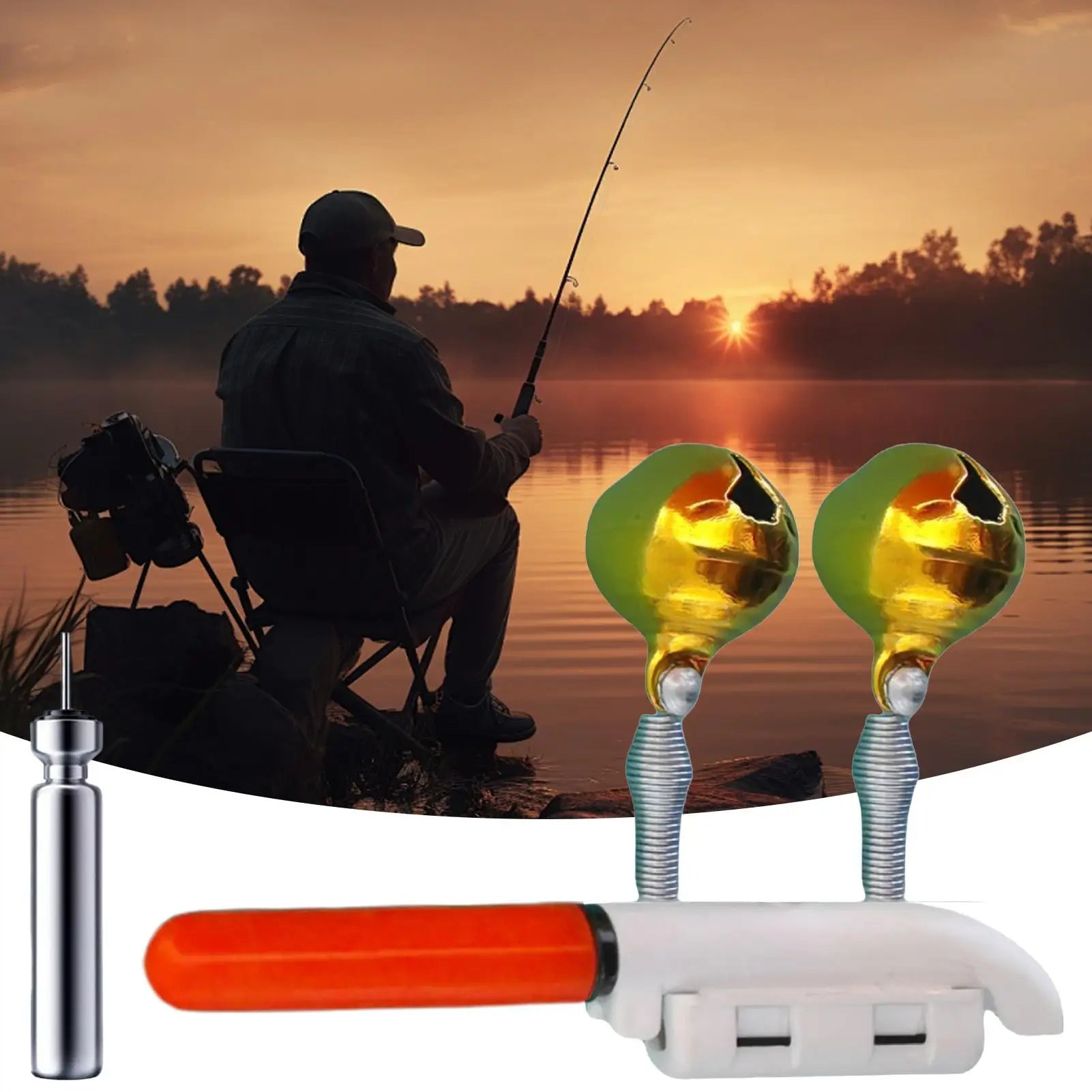 Fishing Rod Light Clip Fishing Light Stick Rod Bell USB Charge Luminous Tackle Night Bright Lamp Fish Bell Alarm Indicator Rings Qme