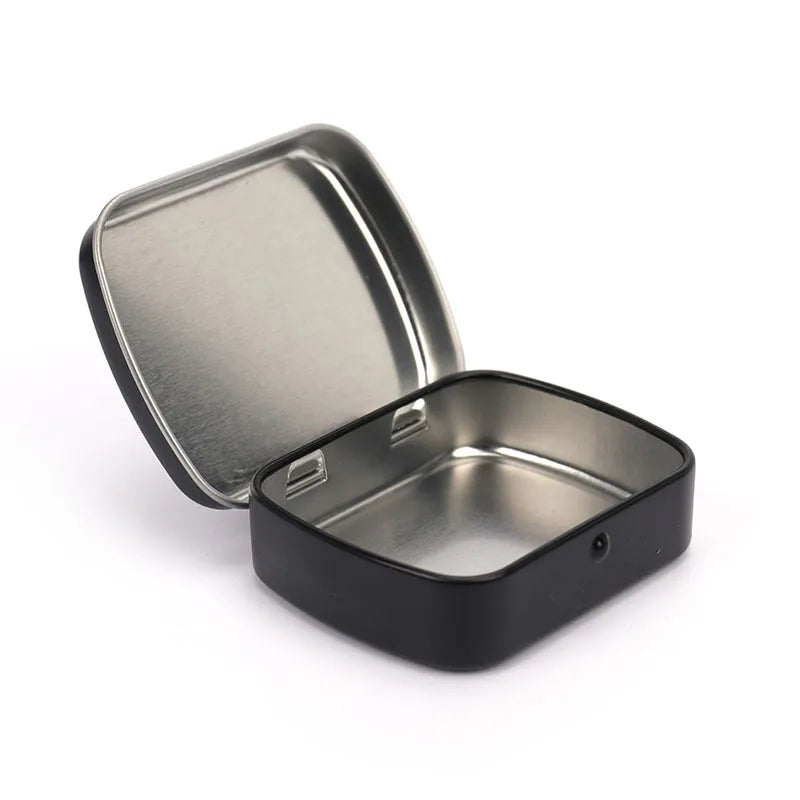 Survival Small Empty Metal Silver Black Flip Storage Box Case Key Qme Black