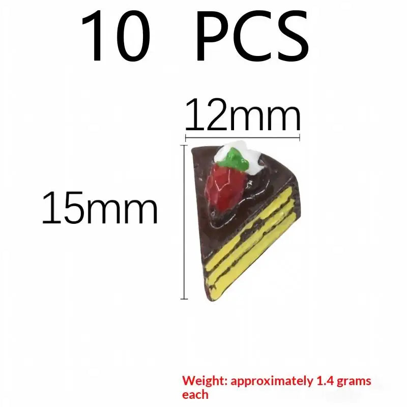 10Pcs Resin Mini Cake Kawaii Fake Food Miniature Embellishments For Craft Cell Phone Cover Decor Accessories Qme A2