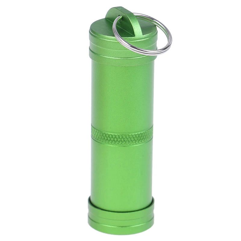 Outdoor EDC Survival Pill Box Tank Case Mini Waterproof Capsule Seal Qme Green