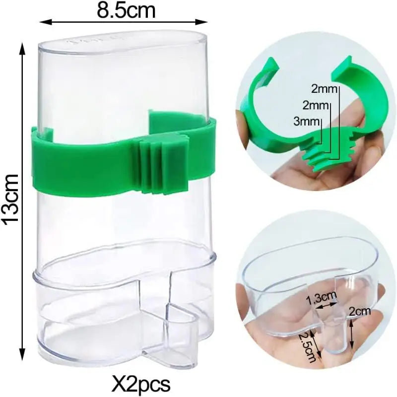 Automatic Bird Water Dispenser Drinking Feeder Transparent Cage Qme