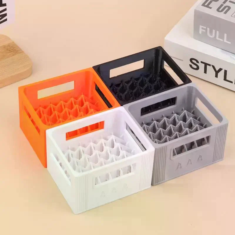 3D Printed Beer Crate Style Battery Storage Case No. 5 Aa No. 7 Aaa Battery Basket Stackable Batteries Storage Box Home Decor Qme
