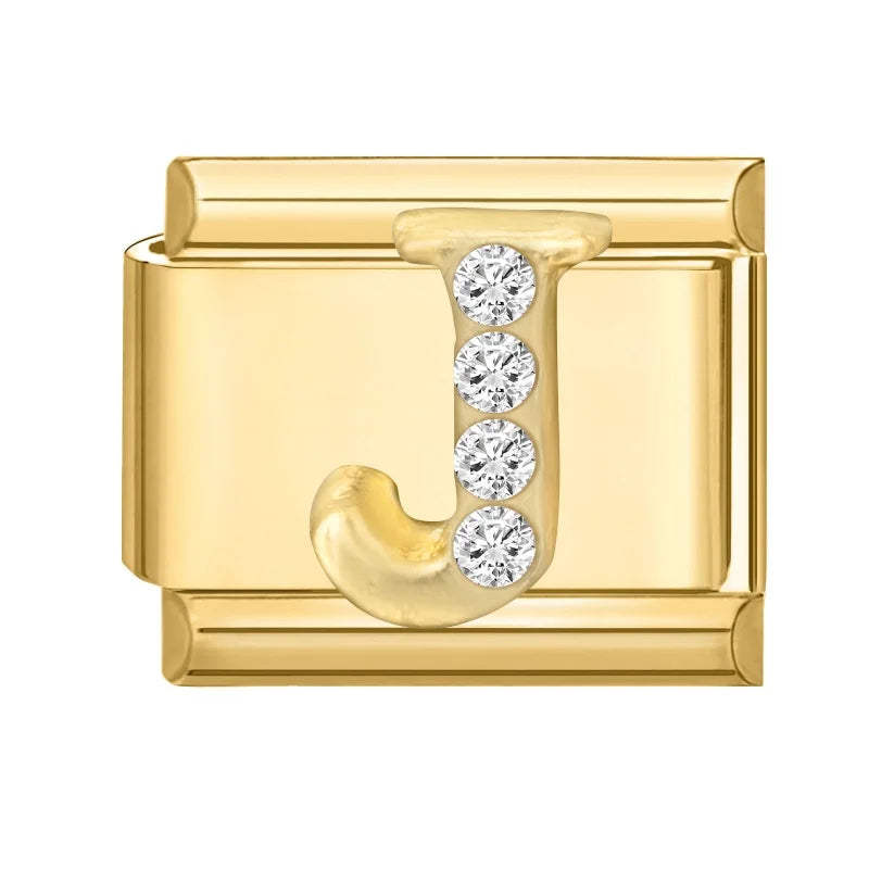 Wholesale Shiny CZ 26 Letters A-z Gold Italian Charms Plated