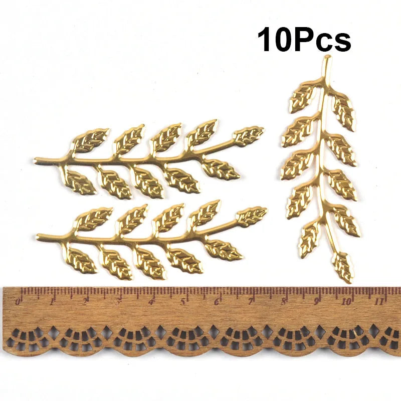 Mixed Gold Leaf Filigree Wraps Metal Crafts Connectors For Making Jewelry Accessories DIY Scrapbook Handicraft Home Decor yk0912 Qme 70x23mm 10cps