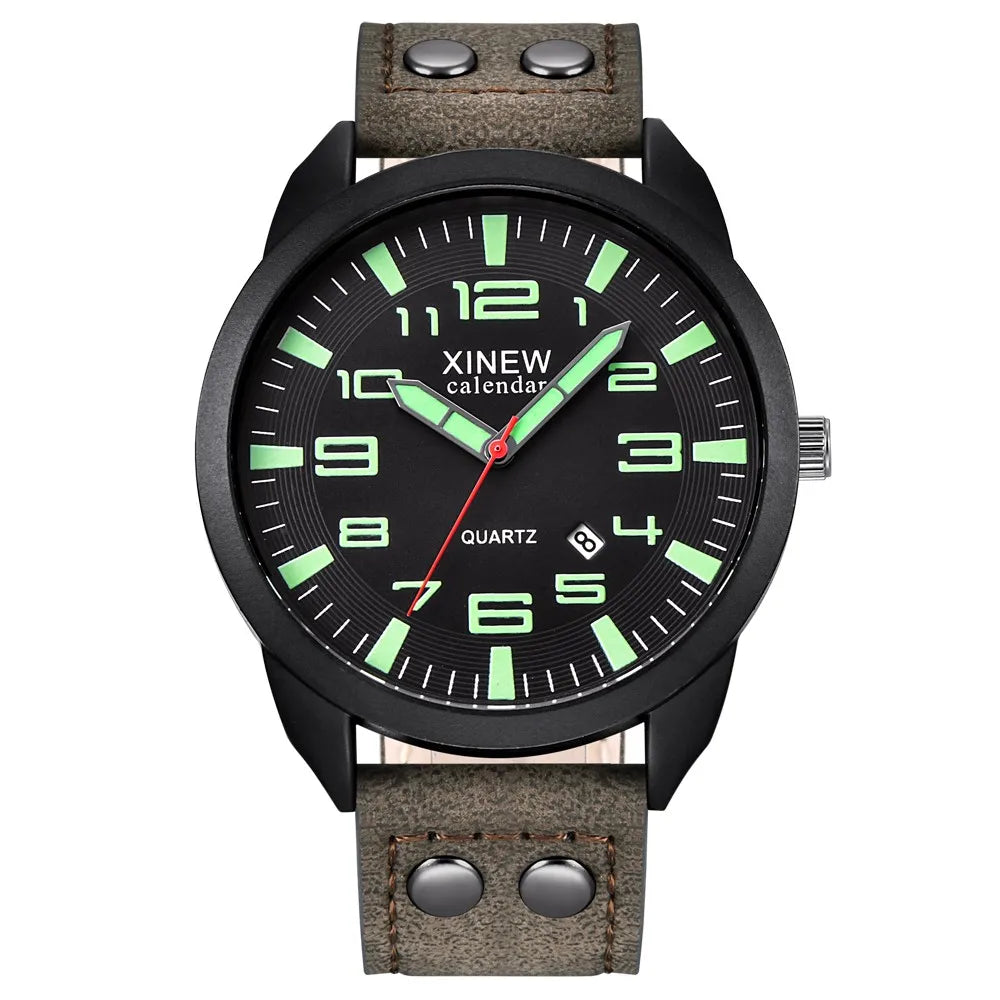 Men’s Luxury Fashion Casual Business Luminous Waterproof Alloy Leather Strap Quartz Watch Simple Basics Round Dial Reloj Hombre Qme
