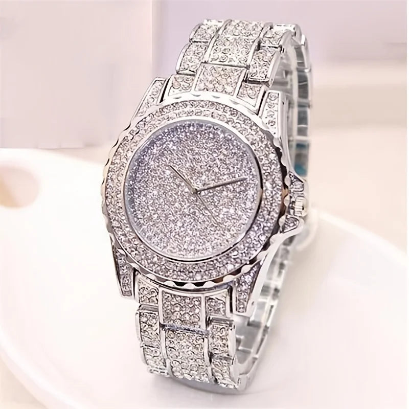 1pcs Fashion Crystal All Steel Women's Watch Women's Watch Quartz Women's Watch Qme
