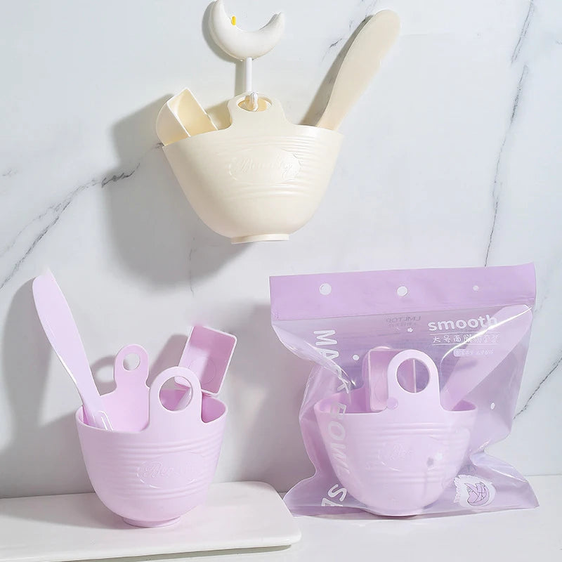 3 Silicone Mask Brushes Bowl Measuring Cup DIY Powder Seaweed Tools Qme