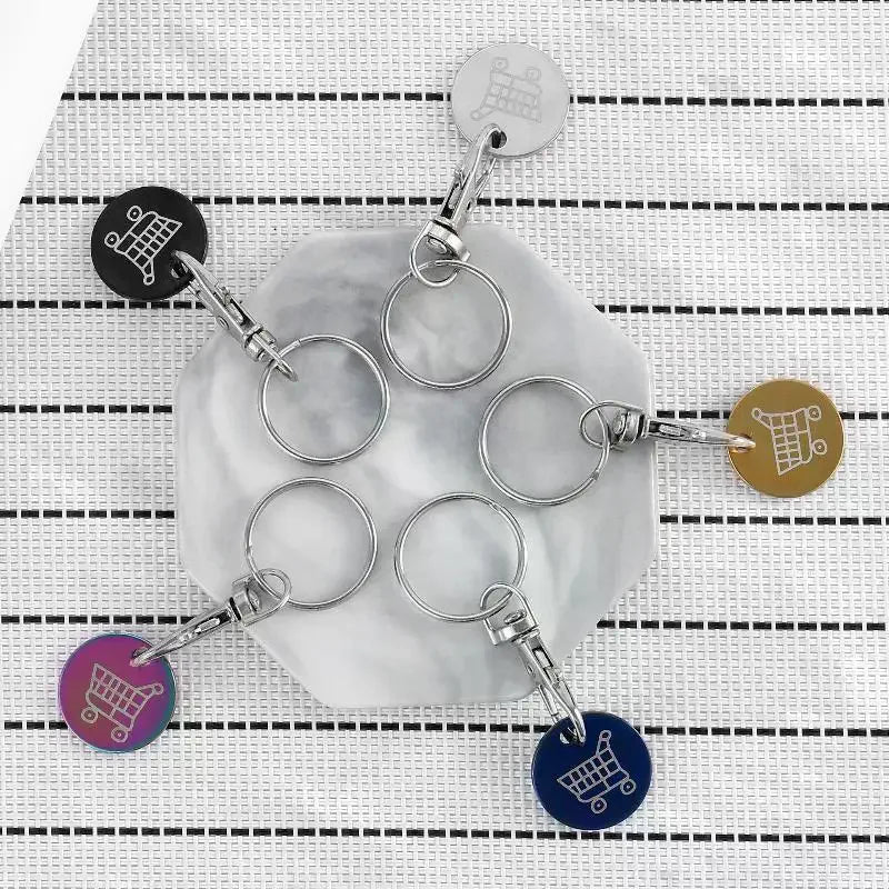 1 PCS Supermarket Token Keychain, Stainless Steel Mini Shopping Cart, Portable Stylish Pendant Qme