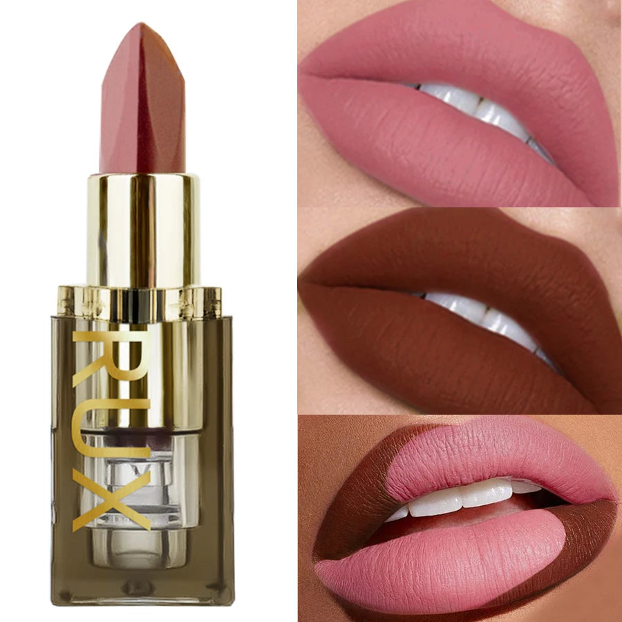 Two-tone Matte Lipstick Pink Waterproof Lip Makeup Easy Use Refill Qme 101