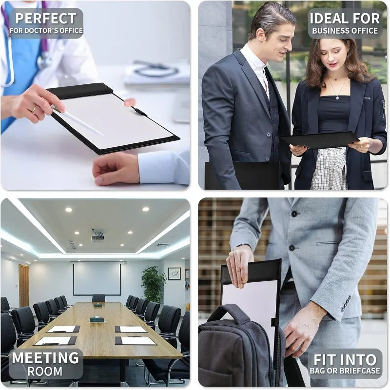 A4 Clipboard Folder Work PU Leather File Clip Document Holder Qme