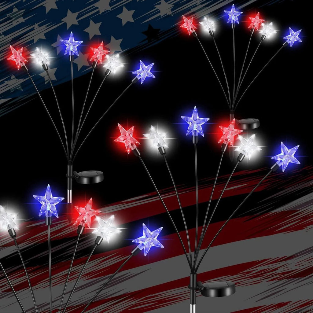 Solar-powered Independence Day String Lights Home Patio Garden Lawn Decorative Lights Holiday Party DIY Decor Props Qme