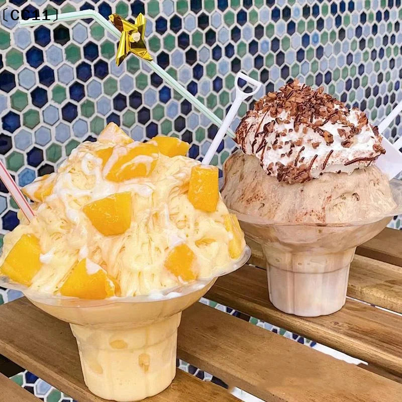 Transparent Shaved Ice Cups Flower Shaped Snow Cone Small Leak Proof Qme