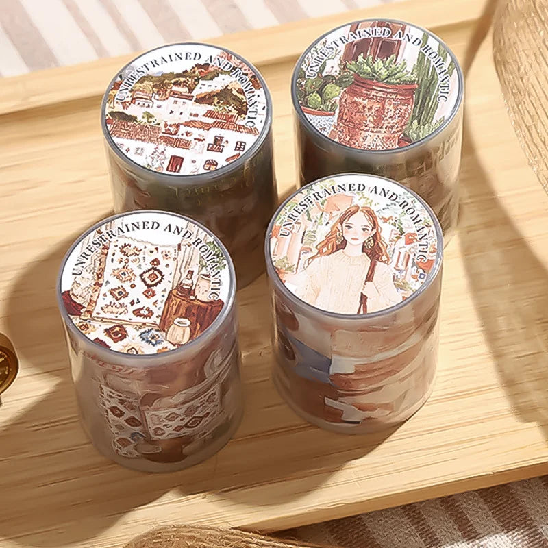 4 Rolls Boho Stickers, Vintage Vacation Style , Journal Scrapbooking Supplies, Essential for Journal Lovers Qme