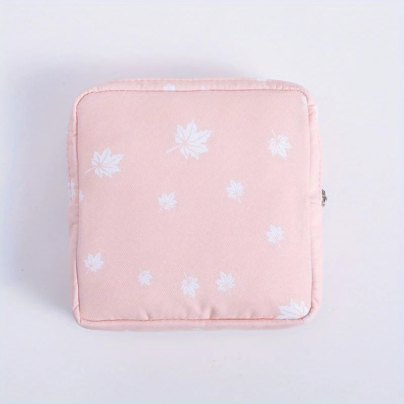 1pc Portable Sanitary Napkin Storage Bag - Girls' Cosmetic Lipstick Pouch with Travel Headset Coin Organizer - Convenient Qme Pink