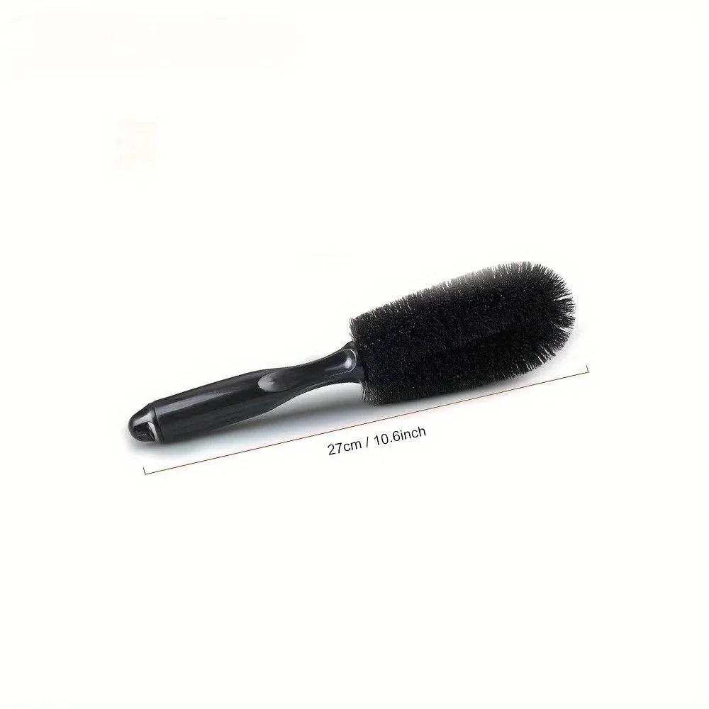 Black Round Head Wheel Hub Brush, Car Wash Cleaning Tool Car Hub Brush Underwire Dead Angle Washing Tire Cleaning Brush Qme